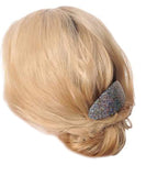 French Amie Glittery Oval Silver Large Handmade Celluloid Hair Clip Barrette