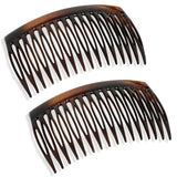 Parcelona French Shell Celluloid 16 Teeth Side Hair Combs for Women (2 Pcs)
