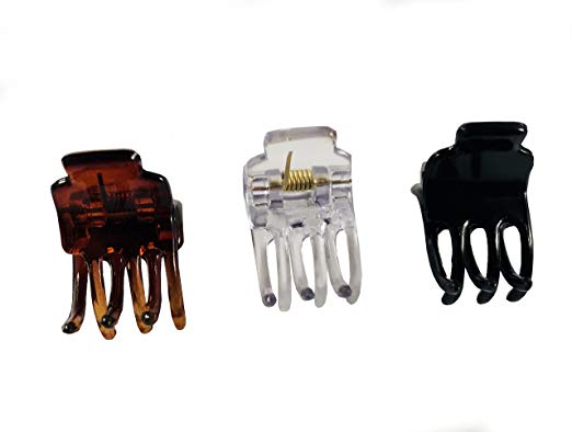 Parcelona French Pinch Mini Shell Black Clear Celluloid Jaw Hair Claw Clips