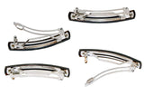 Parcelona French Fine Bar Shell and Black Small Hair Clip Barrettes Set of 4