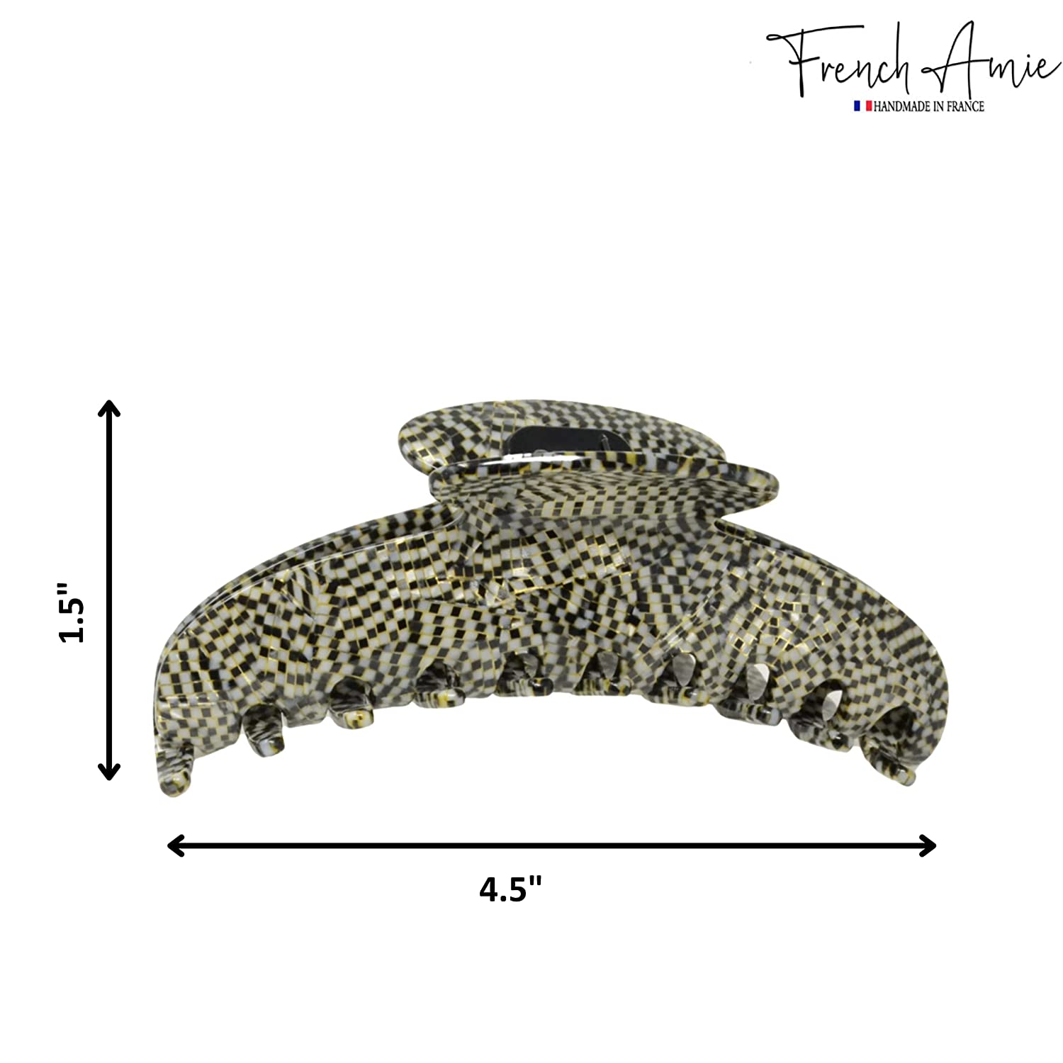 French Amie Contour Large 4 ¾” Cellulose Handmade Jaw Hair Claw Clip for Women