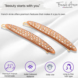 French Amie Narrow Oblong Small Set of 2 Hair Slide-in Barrette Clips