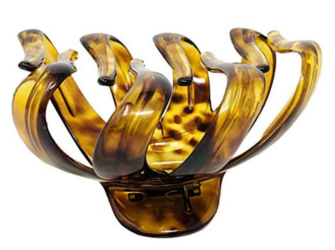 Parcelona French Octopus Large Wide Leopard Print Mustard Yellow Jaw Hair Claw