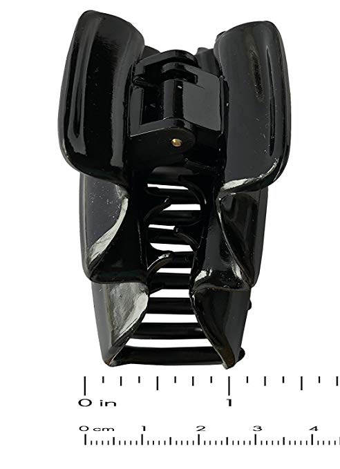 Parcelona French Crumpled Fat Medium Black Cellulose Jaw Hair Claw Clip Clutcher