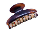 Parcelona French Metallic Golden Teeth Tortoise Shell Small Jaw Hair Claw Clip
