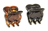 Parcelona French Petunia Mini 1” Celluloid Set of 2 Hair Claw Clips for Women