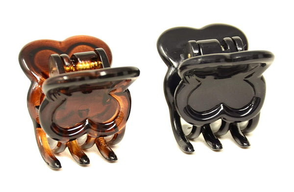 Parcelona French Petunia Mini 1” Celluloid Set of 2 Hair Claw Clips for Women
