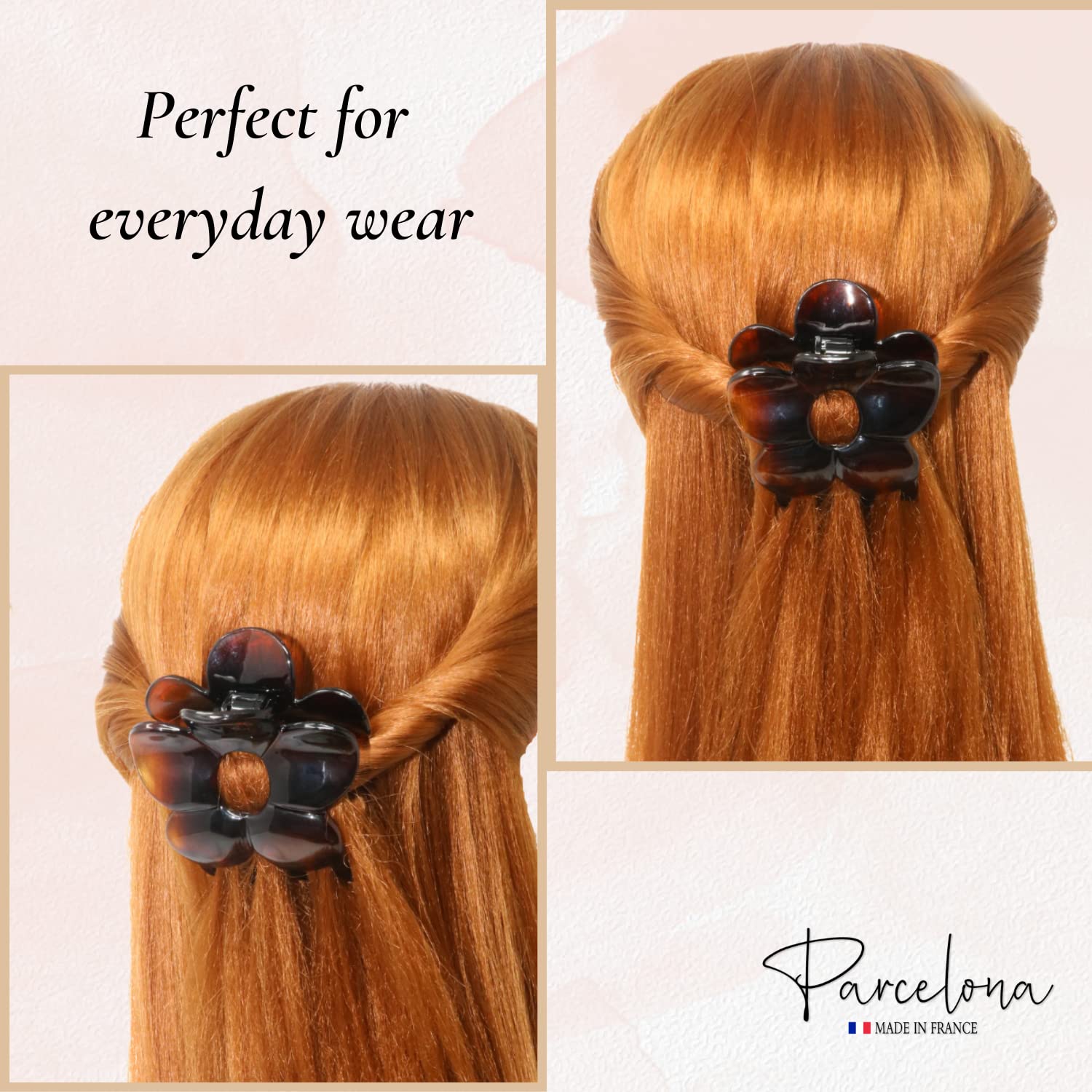 Parcelona French Big Flower Hair Claw 2.75" Jaw Clip Cellulose Acetate Hair Accessories