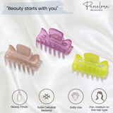 Parcelona French Classic 1.5" Small Celluloid Set of 3 Hair Claws for Women