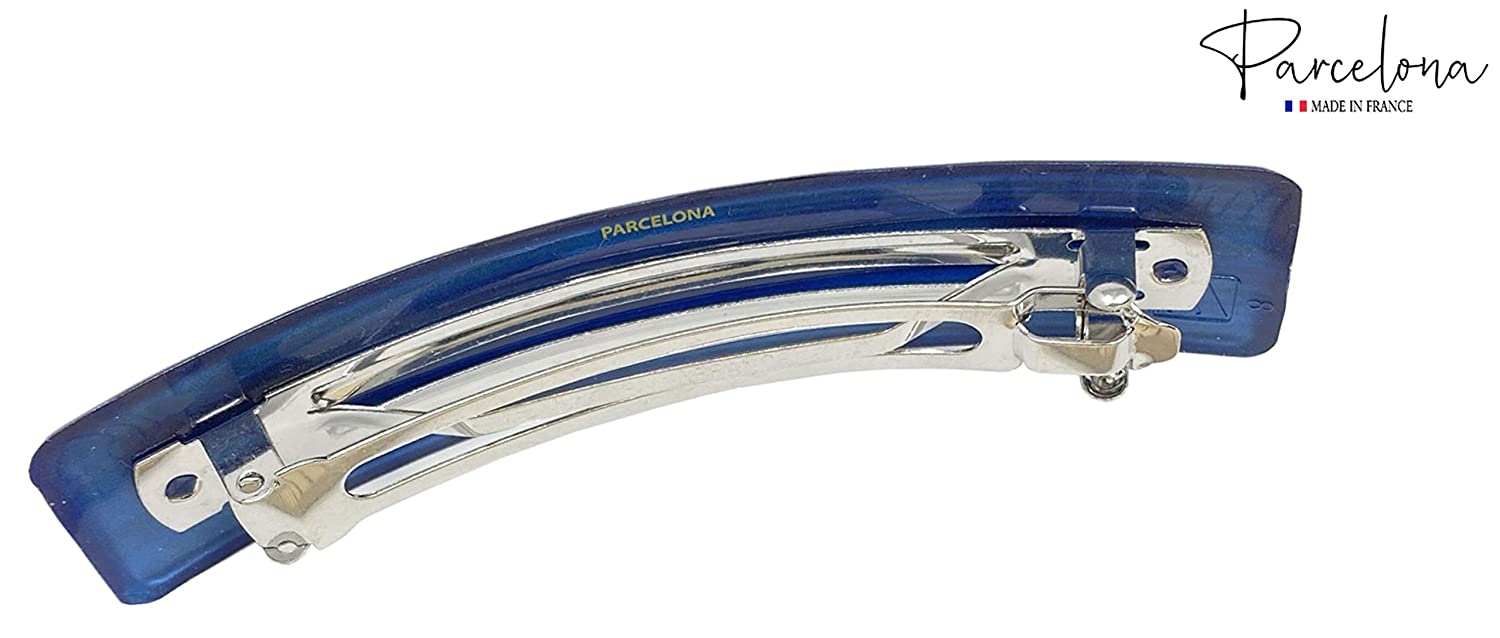 Parcelona French Black Streaks Dark Blue Large 4 1/4" Strong Grip Hair Clip Barrette