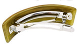 Parcelona French Brown Yellow Olive Curved Celluloid Volume Hair Clip Barrette