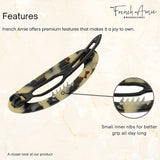 French Amie White Tokyo Oval Celluloid Handmade Metal Free Hair Clip Barrette