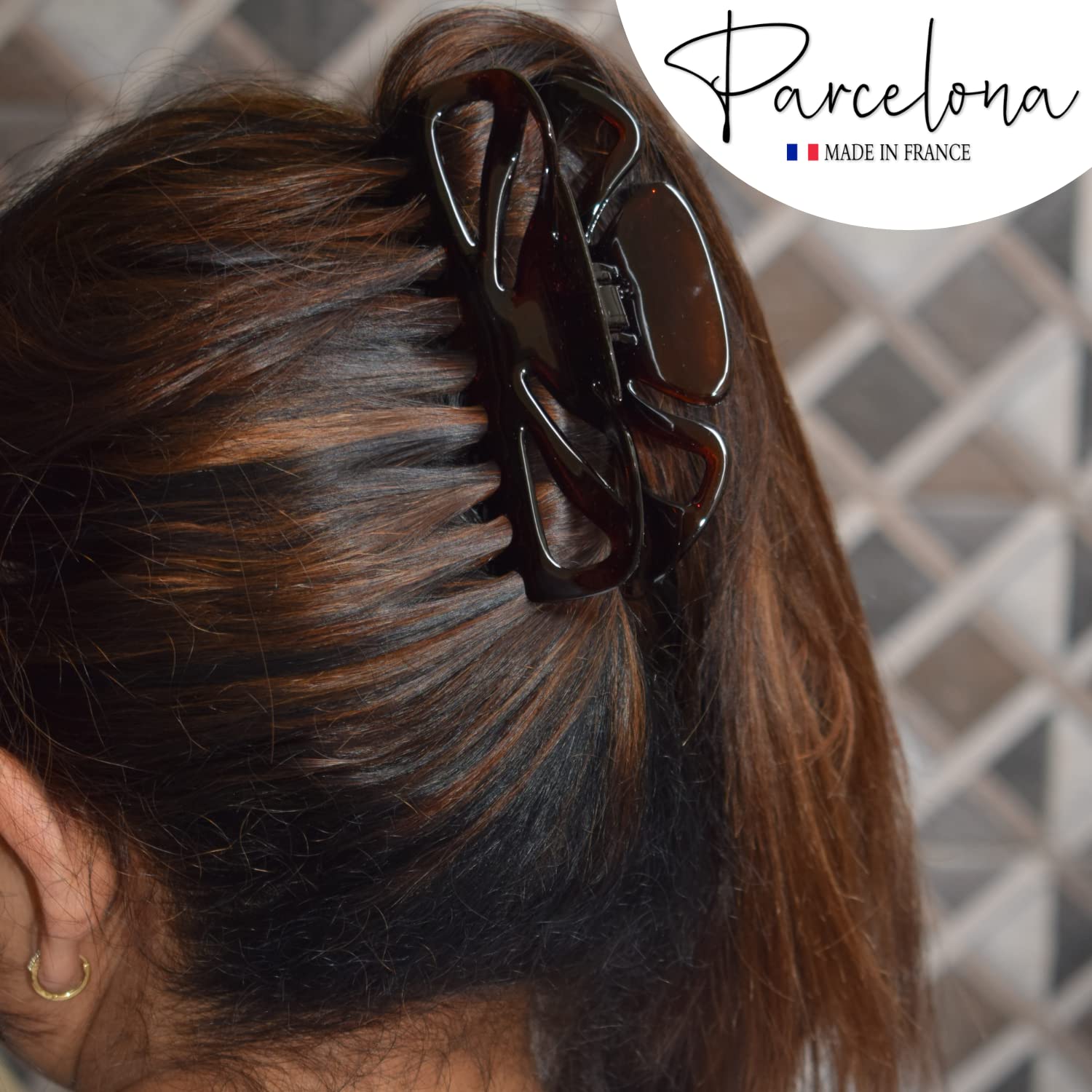 Parcelona French Glossy Belle Large Cellulose Hair Claw for Women