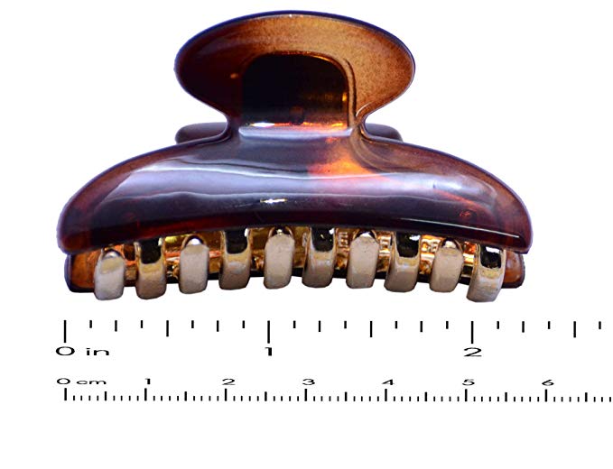 Parcelona French Metallic Golden Teeth Tortoise Shell Small Jaw Hair Claw Clip