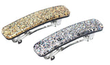 French Amie Mini Glittery Bar Golden Silver Handmade Celluloid Hair Barrettes