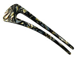 French Amie Grace Long Onyx Large Cellulose Acetate Chignon U Hair Pin Stick