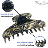 French Amie Contour Large 4 ¾” Celluloid Handmade Jaw Hair Claw Clip for Women