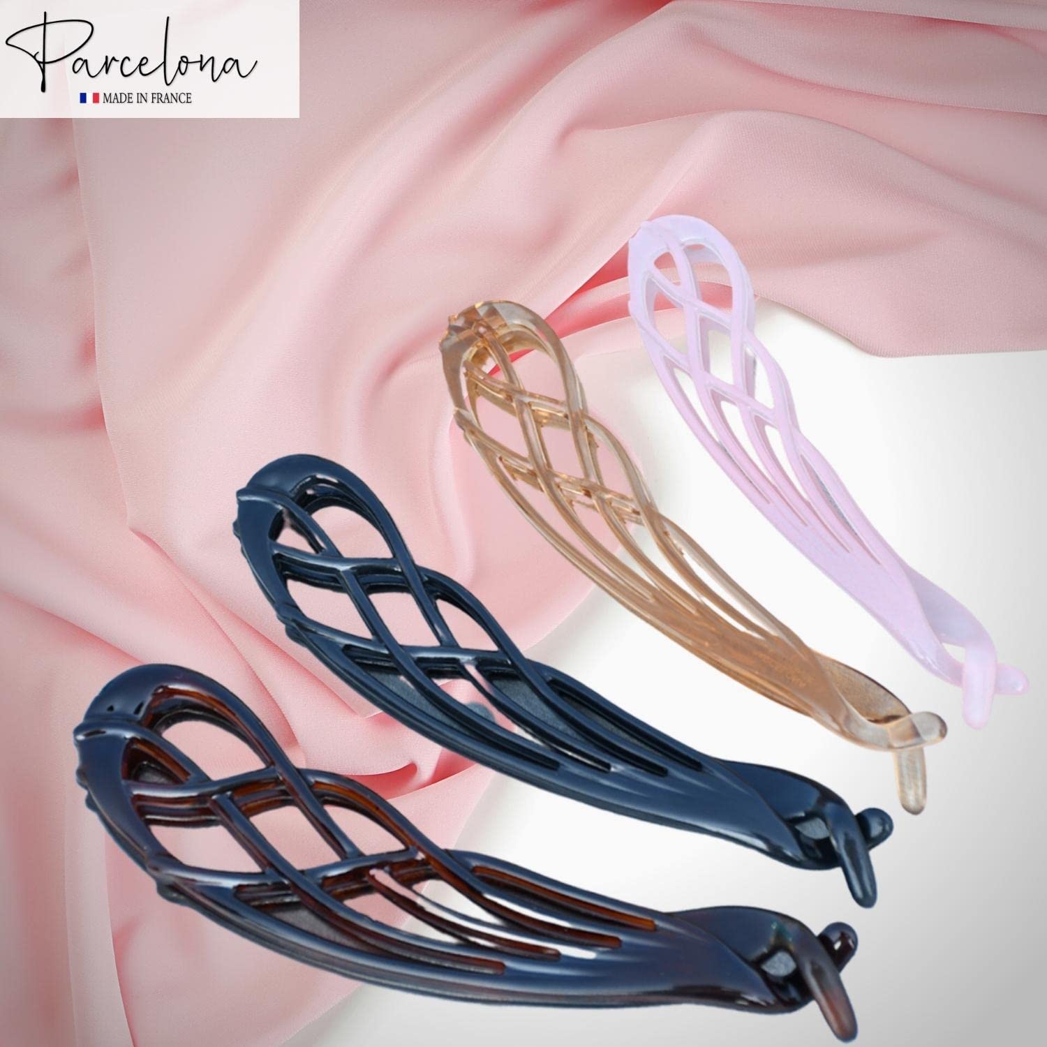 Parcelona French Curved Large 4" Cellulose Banana Hair Clip for Women