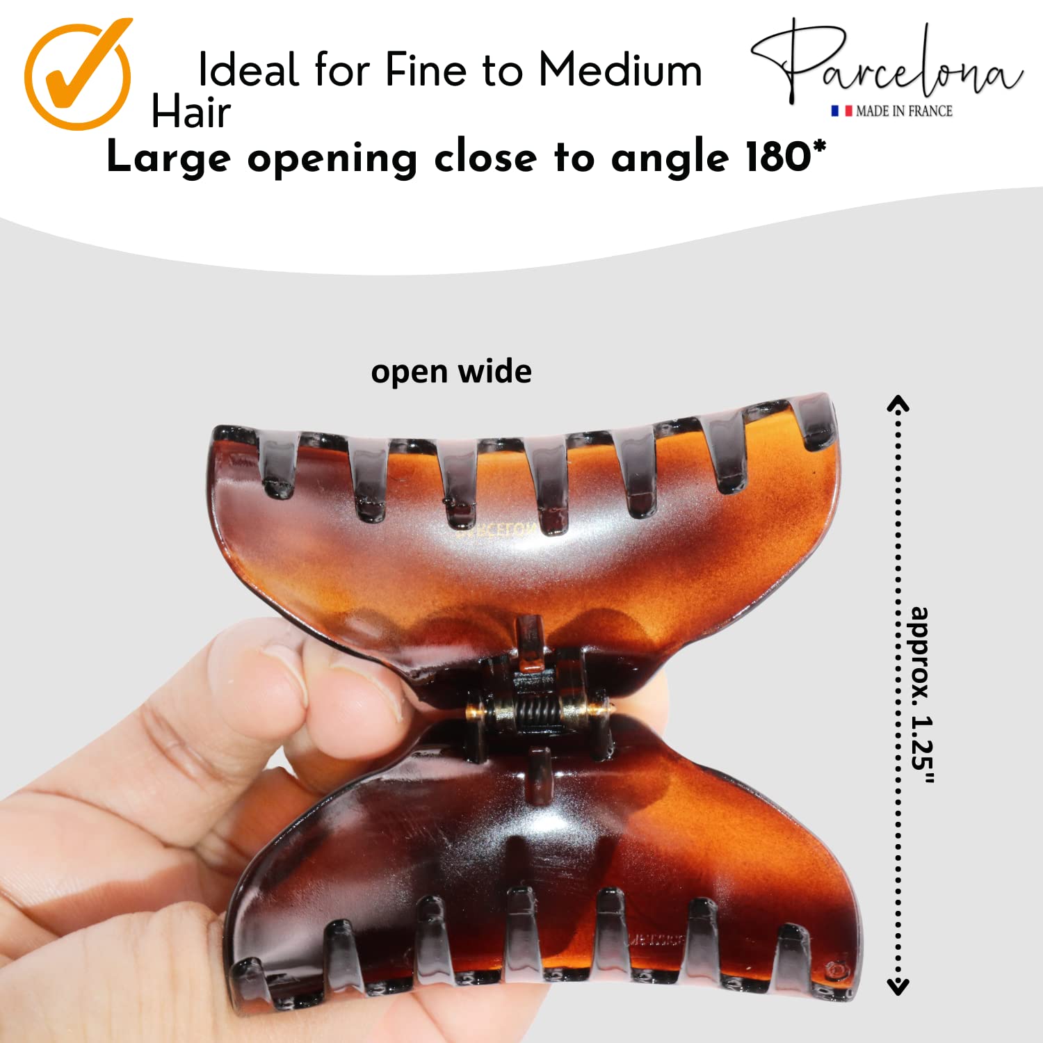 Parcelona French Elegant Medium 2 3/4" Cellulose Jaw Hair Claw Clip for Women