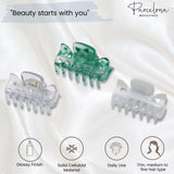 Parcelona French Classic 1.5" Small Celluloid Set of 3 Hair Claws for Women