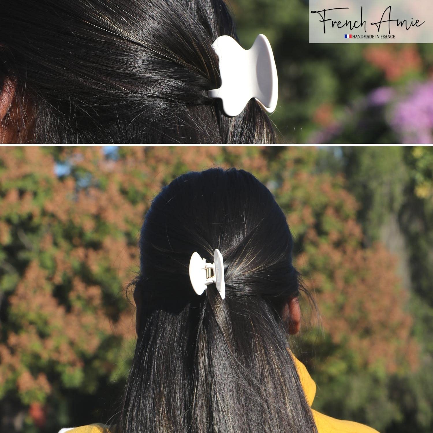 French Amie Flat Oval Small 1 3/4” Cellulose Handmade Hair Claw Clip for Women