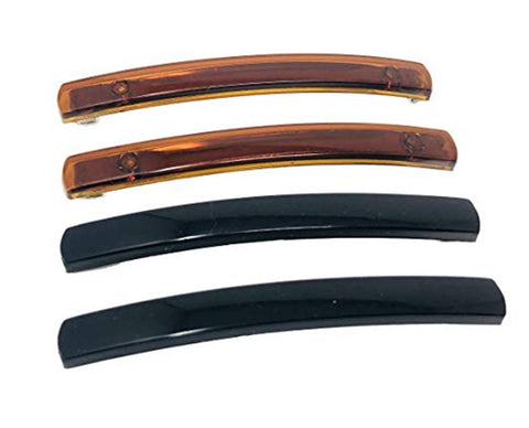 Parcelona French Svelte Shell N Black Celluloid Hair Barrettes for Women(4 Pcs)