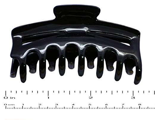 Parcelona French Bend Narrow Small Shell and Black Cellulose Jaw Hair Claw