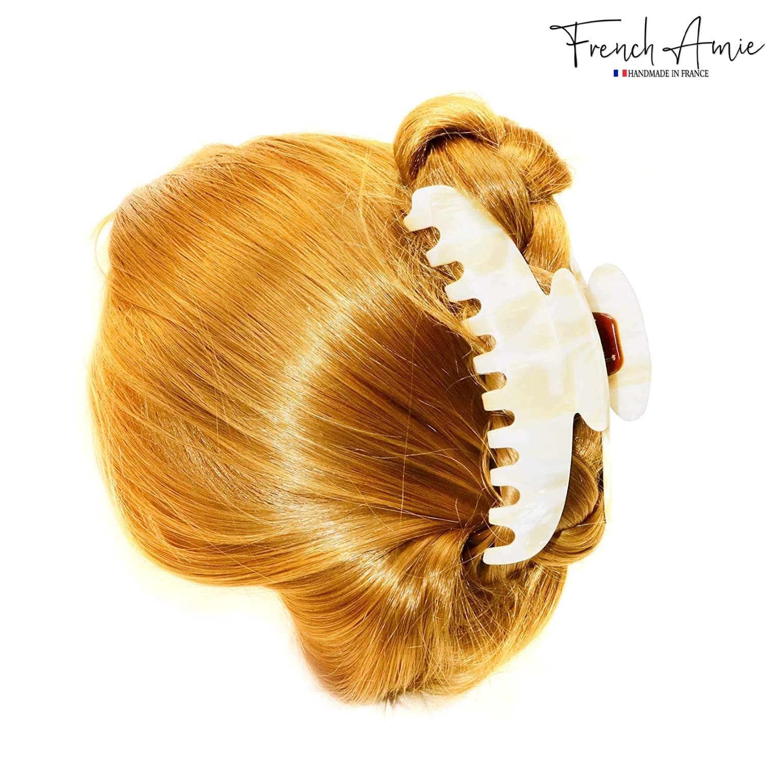 French Amie Contour Large 4 ¾” Cellulose Handmade Jaw Hair Claw Clip for Women