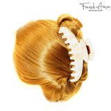 French Amie Contour Large 4 ¾” Celluloid Handmade Jaw Hair Claw Clip for Women