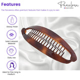 Parcelona French Curved Shell Medium Celluloid Ponytail Holder Banana Hair Clip
