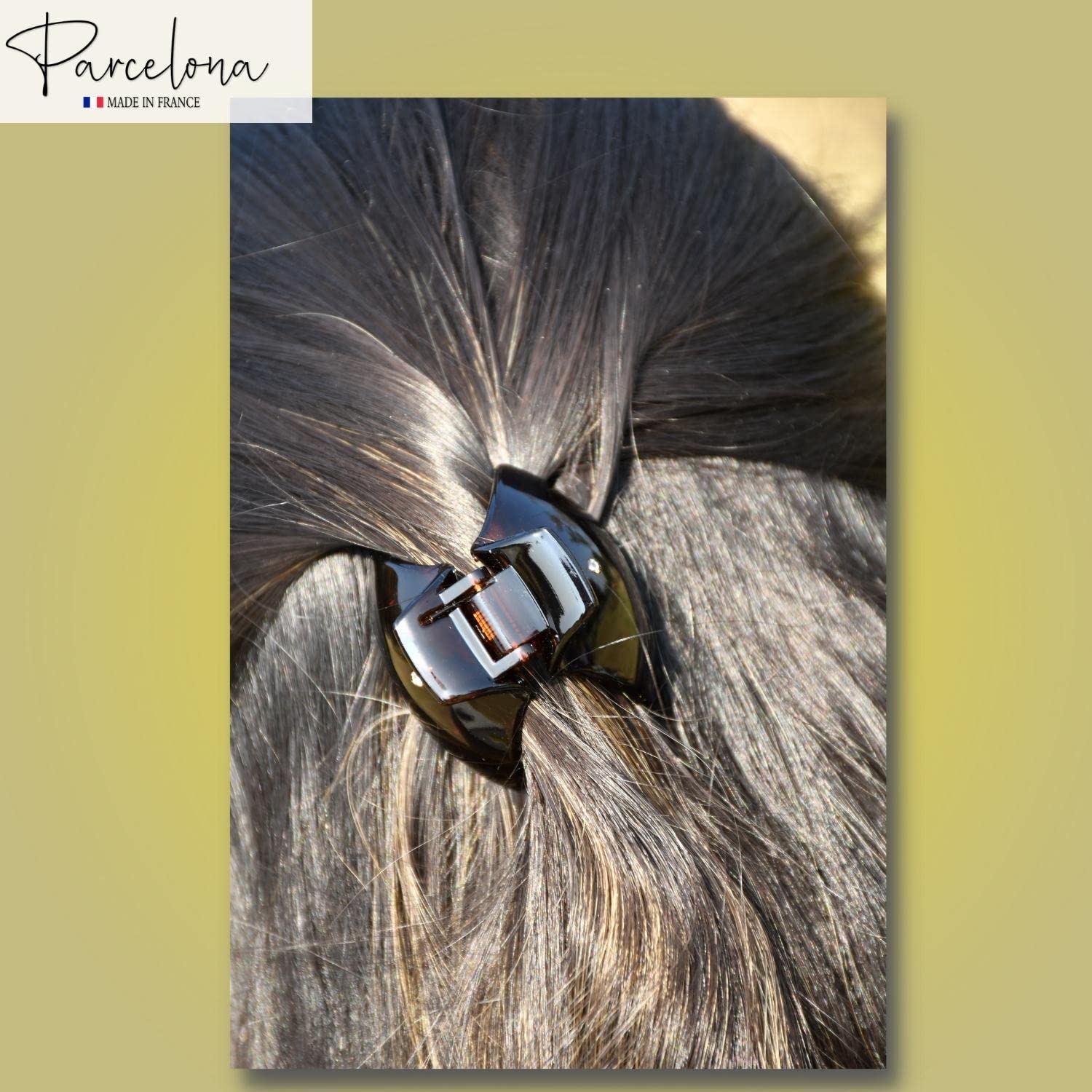 Parcelona French Medium Fat Captain Cellulose Shell Crystals Hair Claw