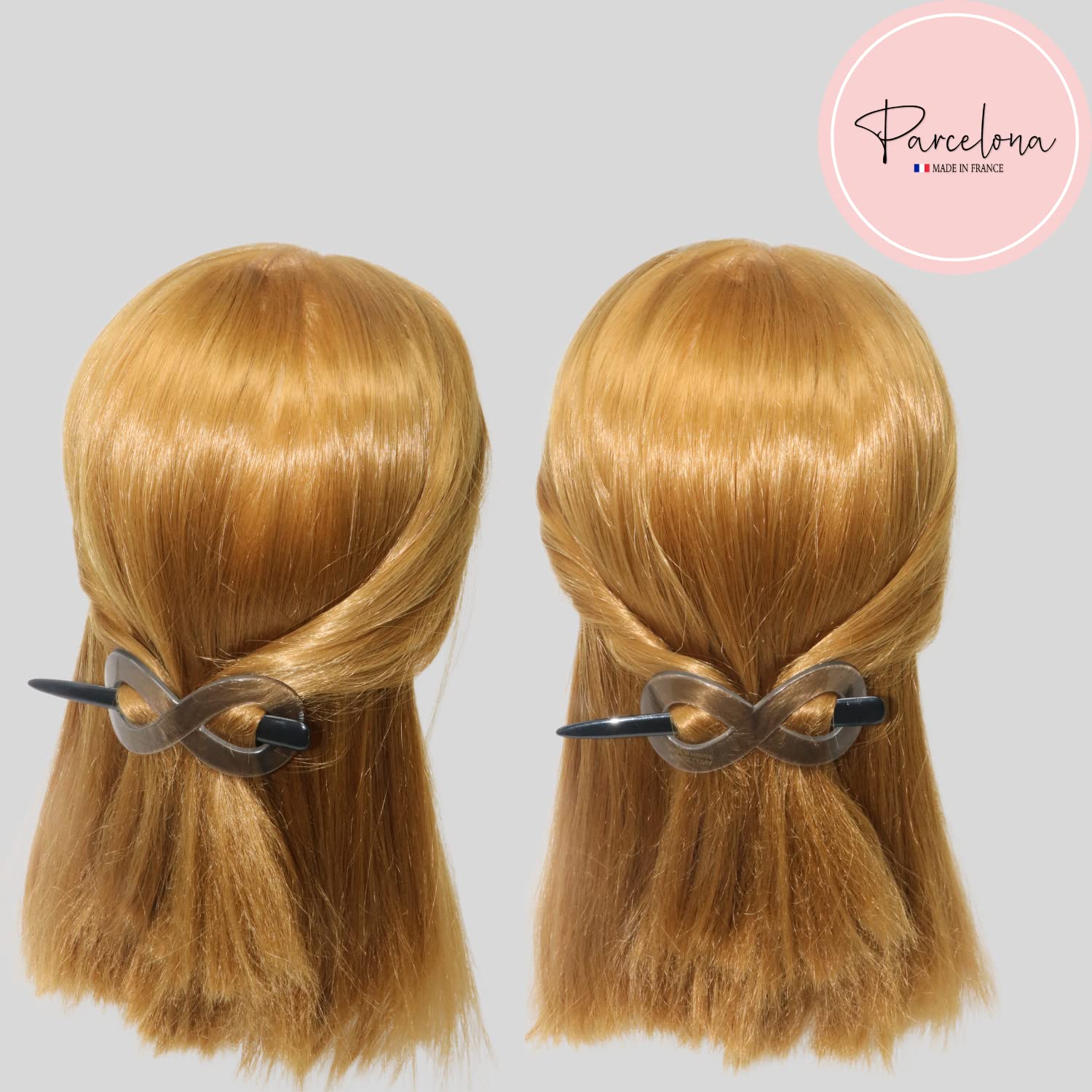 Parcelona French Infinity Medium Cellulose Hair Slider Bun Cover for Women