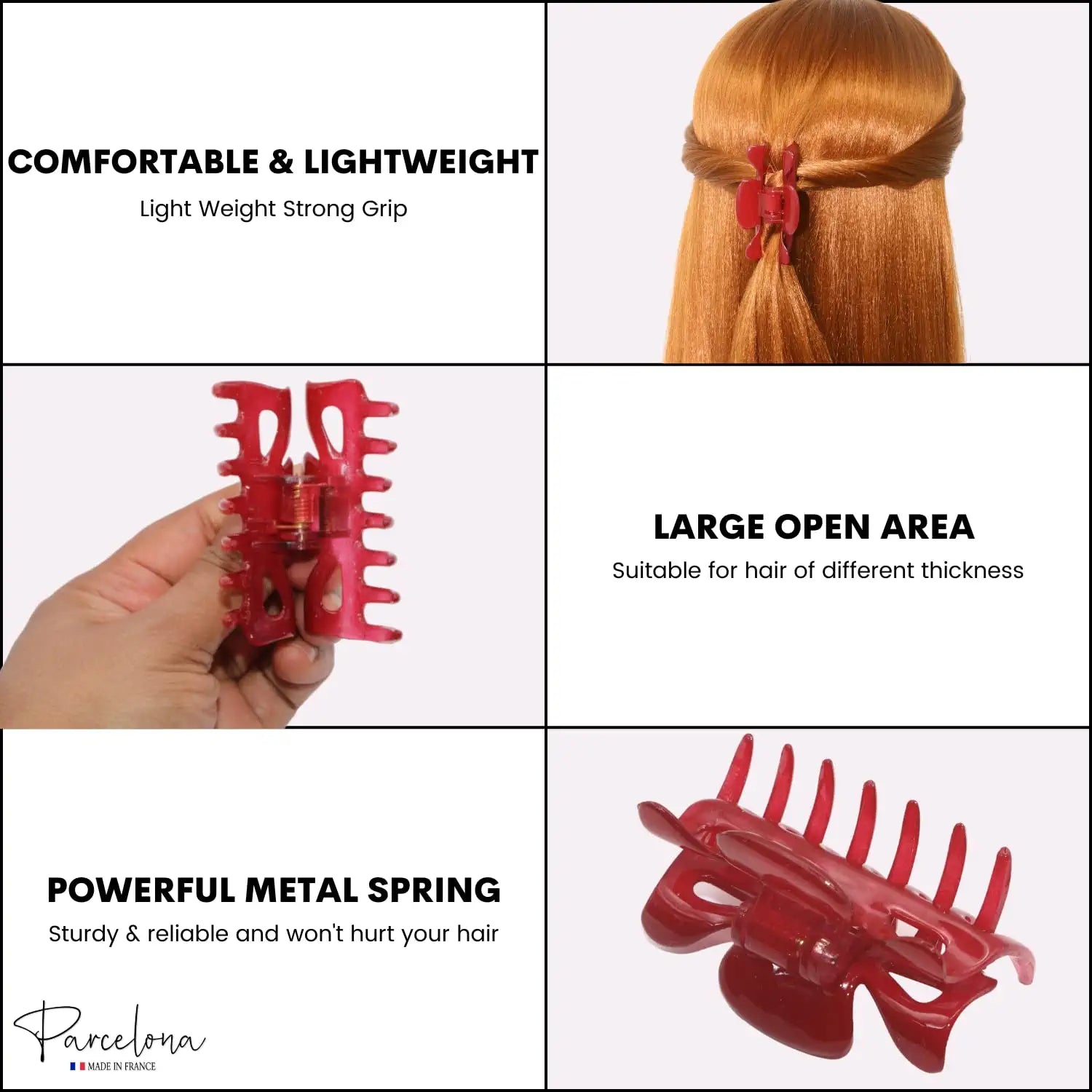 Parcelona French Classic Small 2.5" Celluloid Set of 2 Jaw Hair Claws for Women