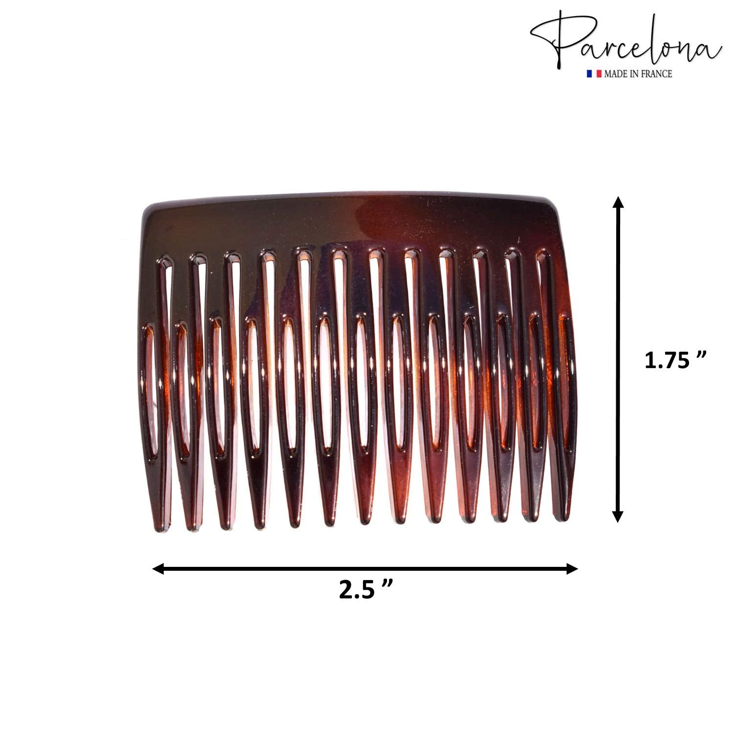 Parcelona French Compact Fit Shell Cellulose 13 Teeth Set of 4 Side Hair Combs