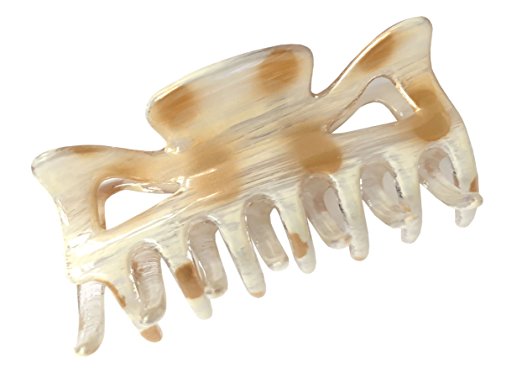 Parcelona French Classic Ivory Golden Dotted Hand Painted Jaw Hair Claw Clip
