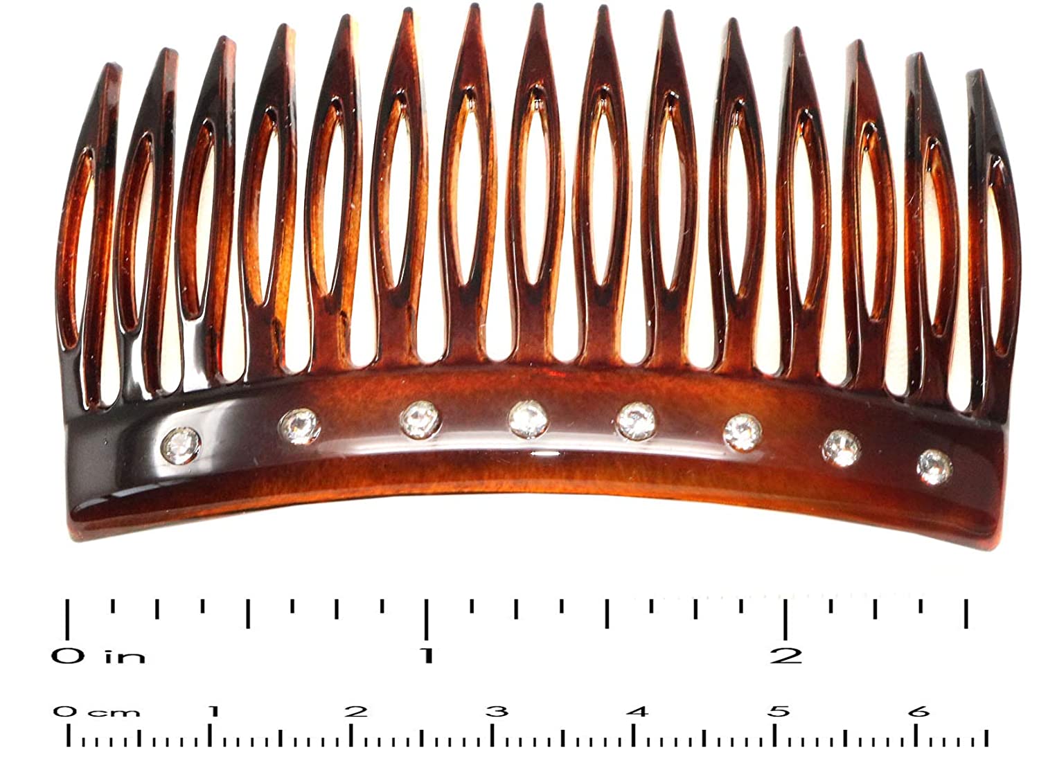 Parcelona French Crystals Shell Small 2 ¾” Cellulose Set of 2 Side Hair Combs