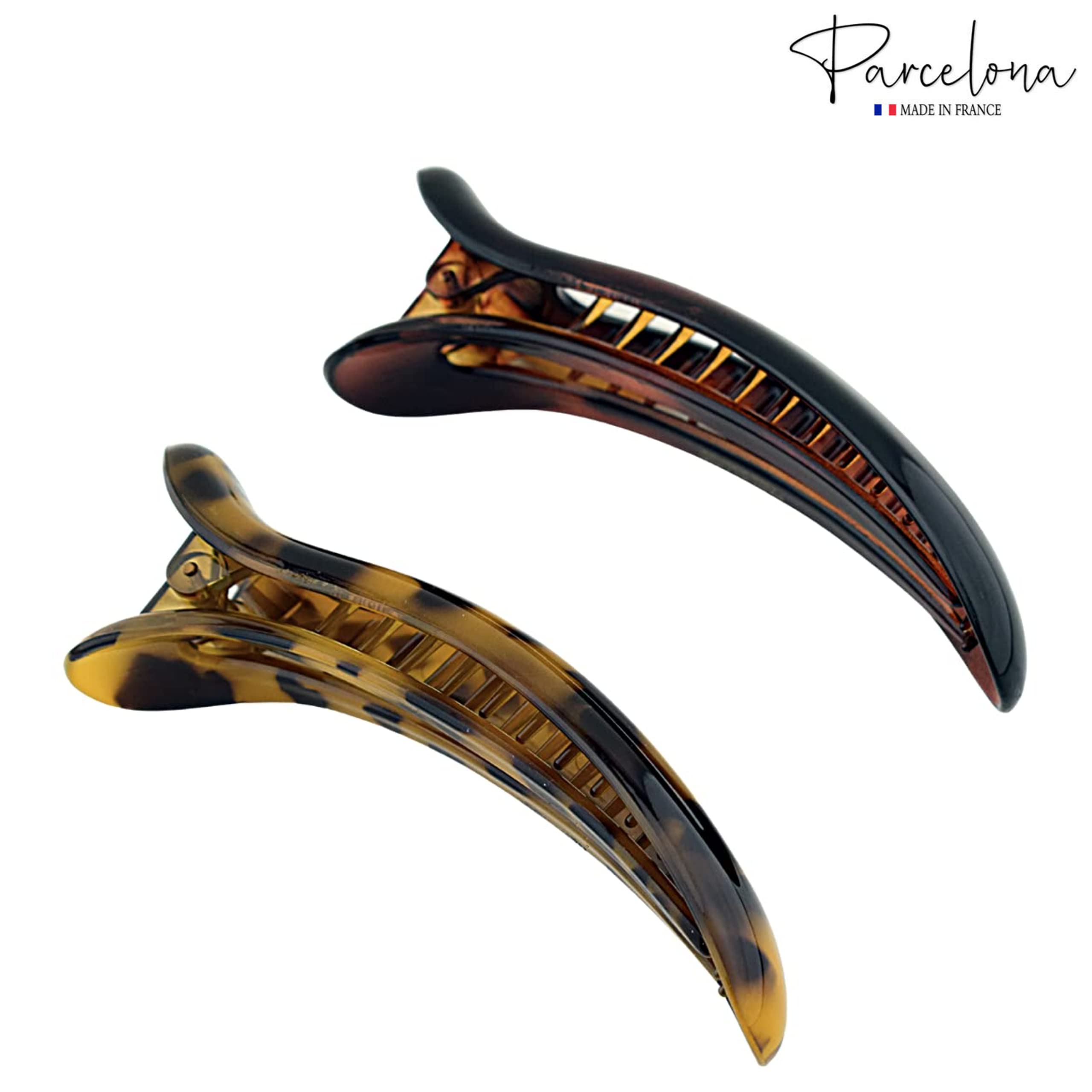 Parcelona French Oval Slider Large 4.75" Cellulose Side Hair Claw Clips(2 Pcs)