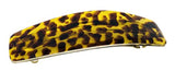 Parcelona French Leopard Print Mustard Yellow Oblong Hair Clip Barrette