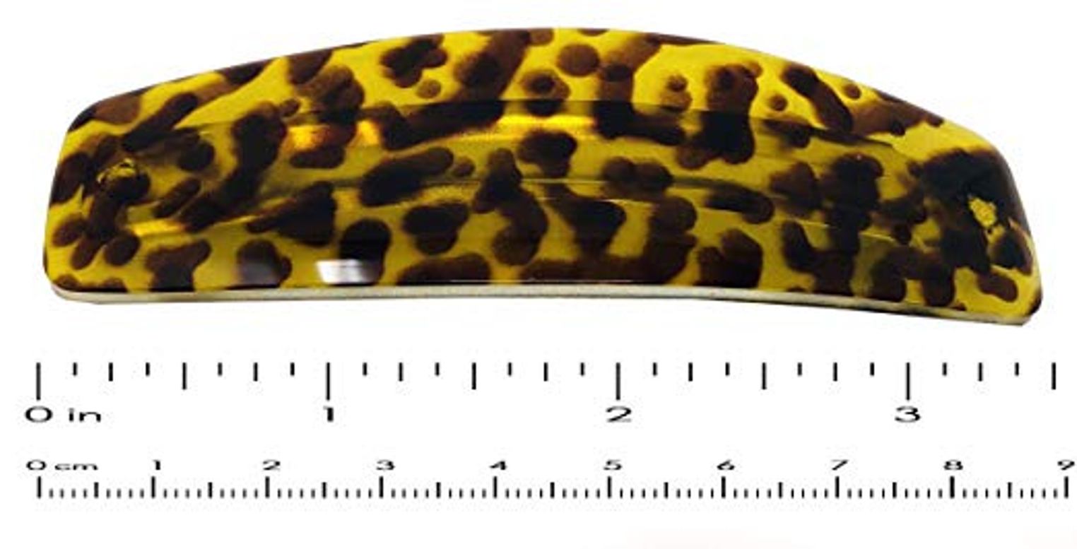 Parcelona French Leopard Print Mustard Yellow Oblong Hair Clip Barrette