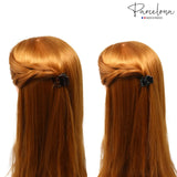 Parcelona French Glossy Square Very Small Celluloid Hair Claws for Women 2Pcs