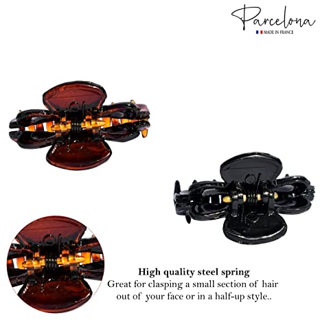 Parcelona French Petite Very Small Cellulose Set of 4 Hair Claws For Women