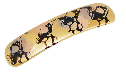 Parcelona French Golden Yellow Peach Hand Painted Celluloid Large Hair Barrette