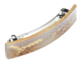 Parcelona French Shiny Rectangle Golden Beige Large Automatic Hair Clip Barrette