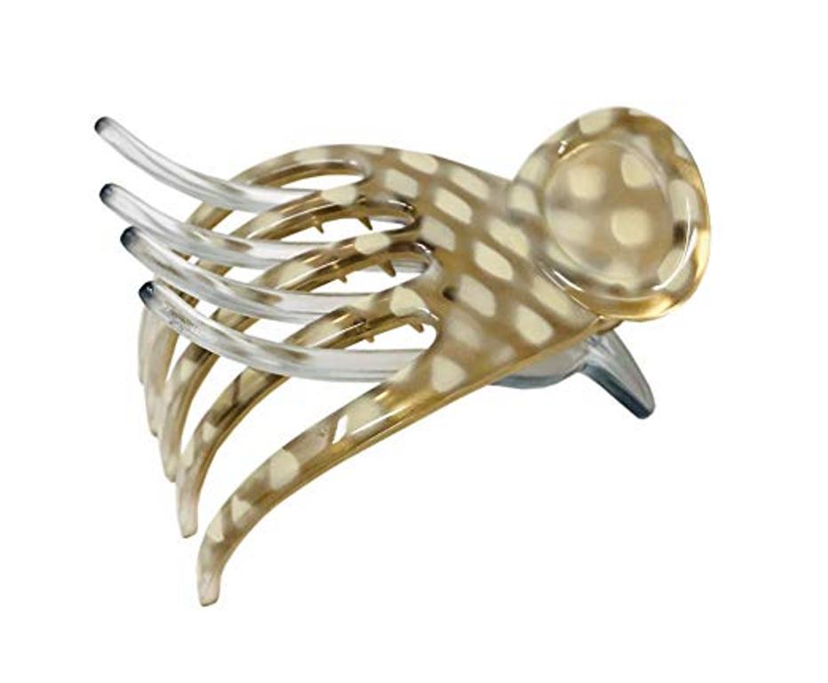 Parcelona France Golden Touch Ivory Dots Basic Side Slide Hair Claw Clip Clamp