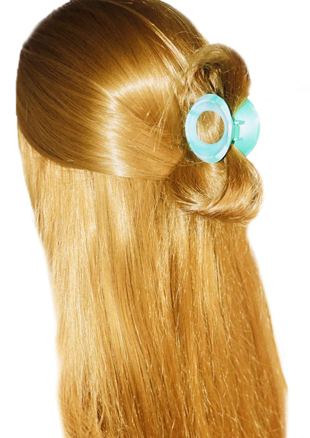 Parcelona French Round Mint Green N White Cellulose Large Pony Hair Claw