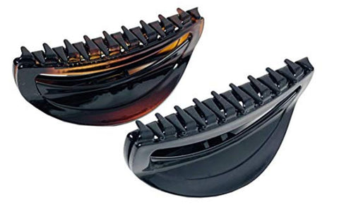 Parcelona French Thin Arch Cutout Set of 2 Shell & Black Small Hair Claws