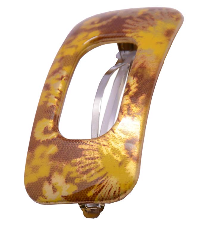 Parcelona French Retro Floral Pattern Gold Brown Cellulose Hair Clip Barrette