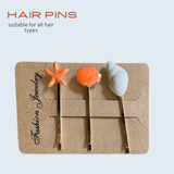 Moeni Star Seashell Design Orange Blue White 4 Pcs Non Slip Hair Pins for Women