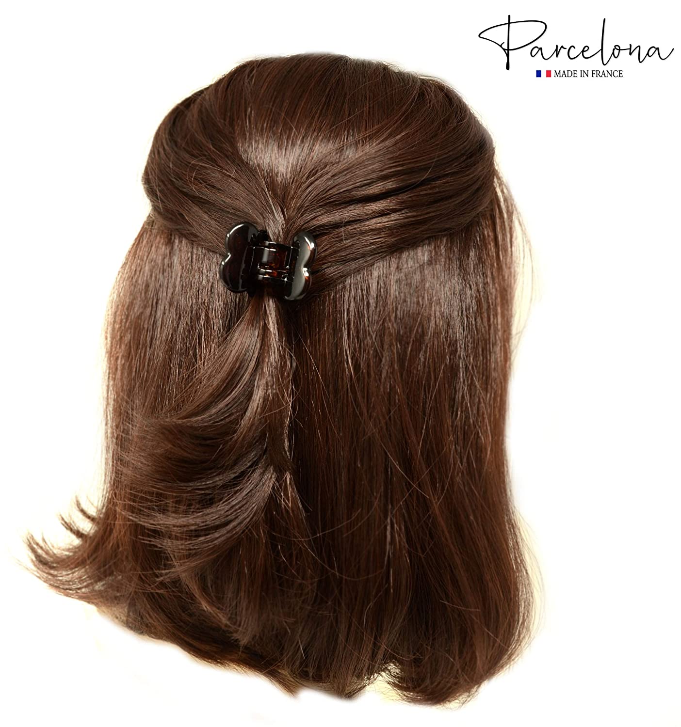 Parcelona French Petunia Mini 1” Cellulose Set of 2 Hair Claw Clips for Women