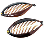 Parcelona French Basic Fish Shaped Tortoise Shell Brown Banana Hair Clips 2 Pcs